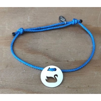 Bracelet femme argent, Token's Cygne, Cordon couleur au choix
